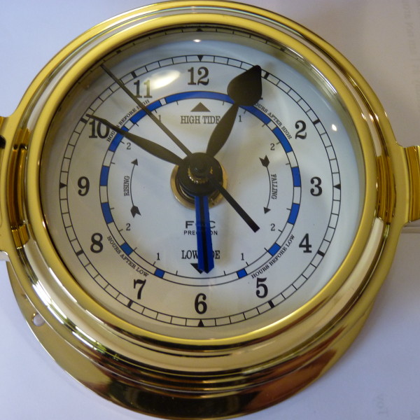 Brass Marine Time & Tide Clock FCC Precision