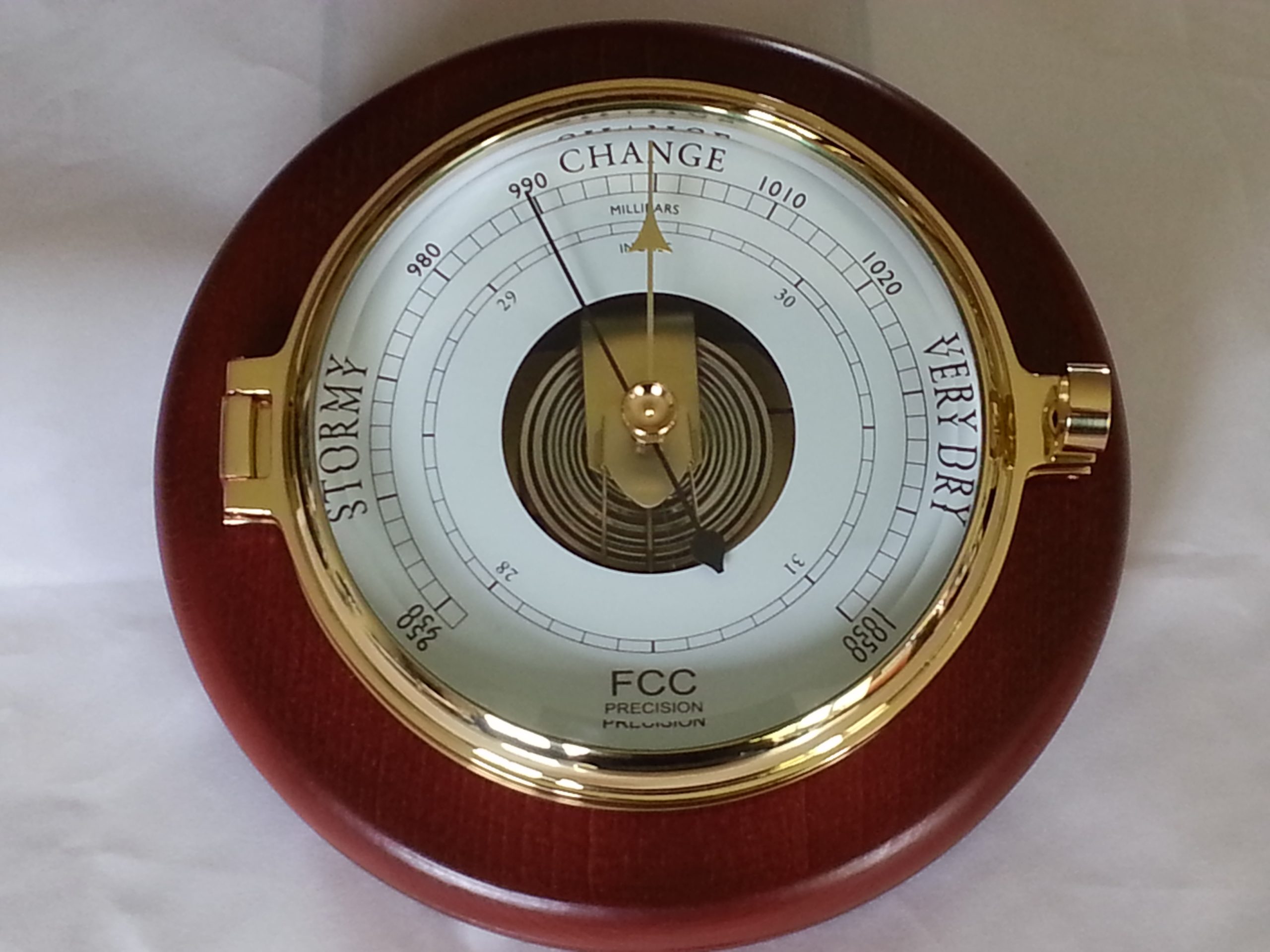 Wood mounted Prestige Barometer FCC Precision