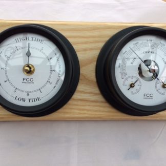 Black Coastal Set combined Barometer Thermometer and Hygrometer in addition to Tidal Clock