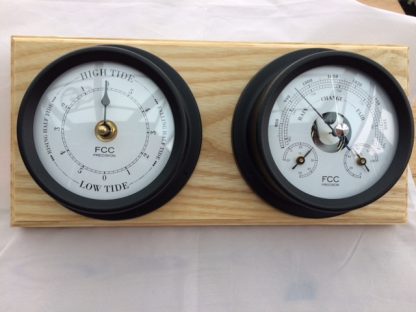Black Coastal Set combined Barometer Thermometer and Hygrometer in addition to Tidal Clock