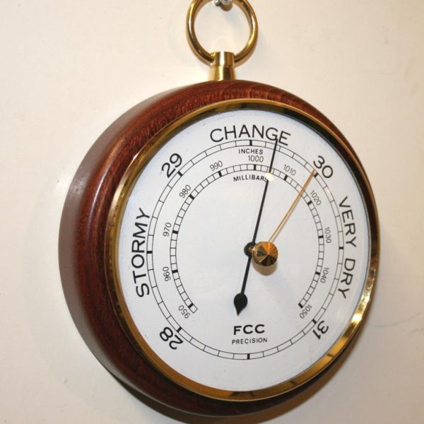 Barometer mounted on Wood FCC Precision